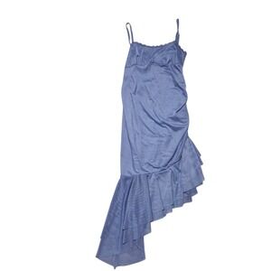 NEW Target Wild Fable Blue Midi Dress Lace Trim Ruffle Hem Sleeveless Summer NWT